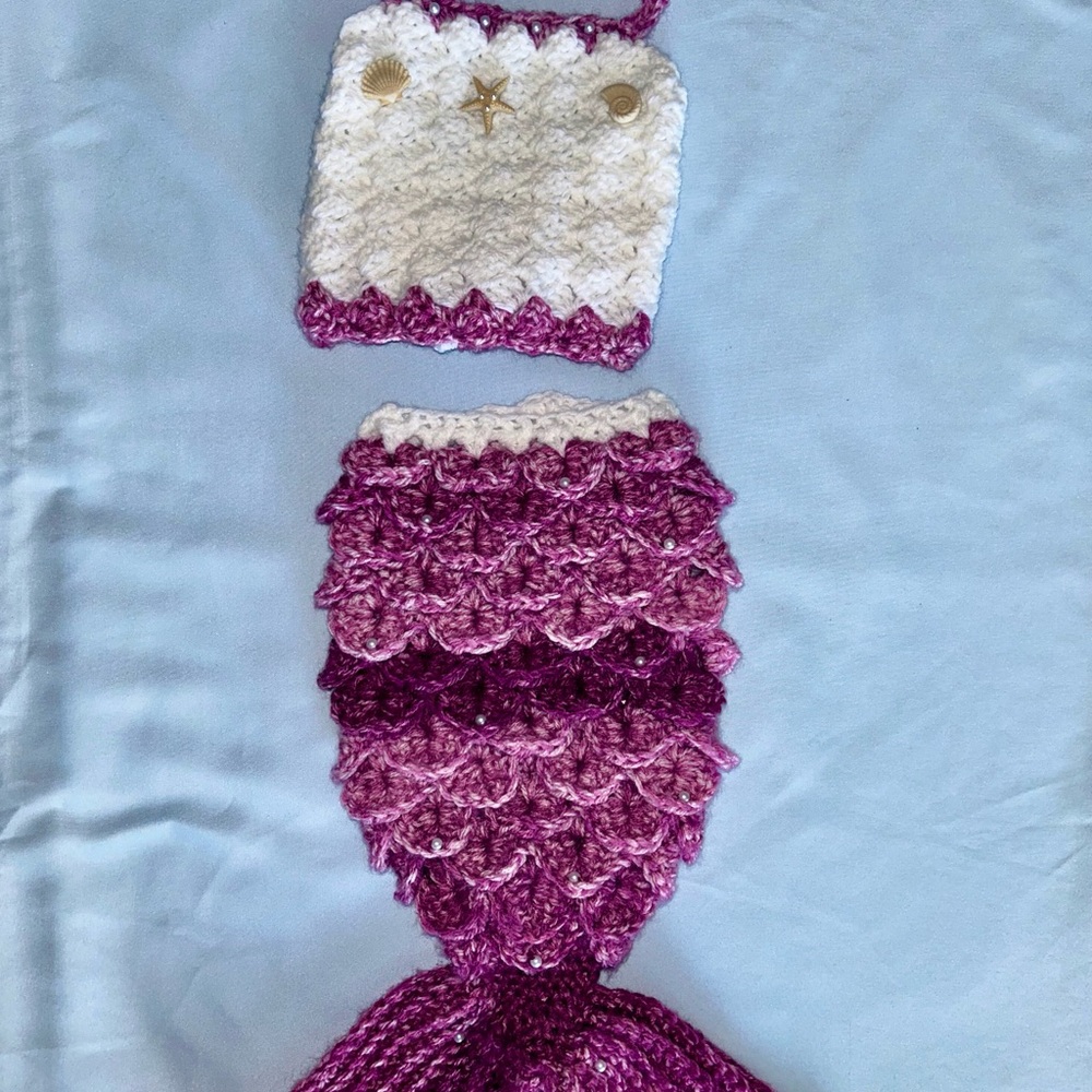 Purple and White Mermaid Crochet Set